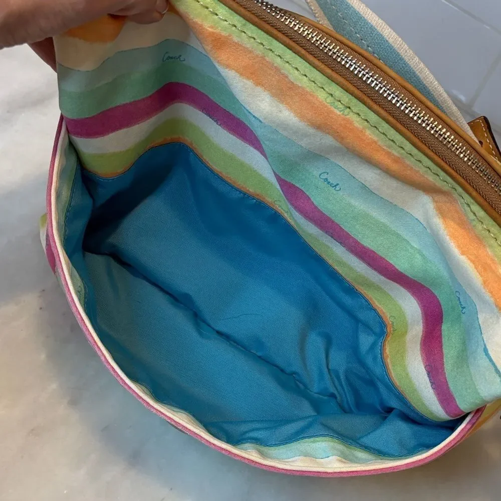 Coach Bag Purse Handbag Y2K Hampton Pastels Watercolor Stripe Hobo Shoulder Bag